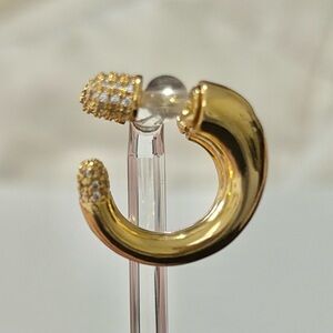 NEE Liquid Crystal Front Back Hoop Earrings Gold Clear AP09